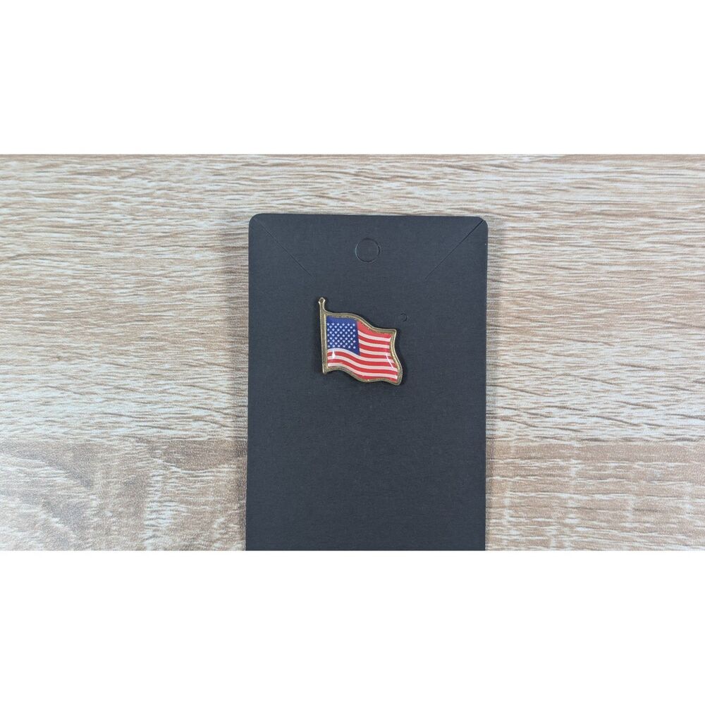 American Flag Lapel Pin Gold Tone USA Patriotic Enamel Brooch